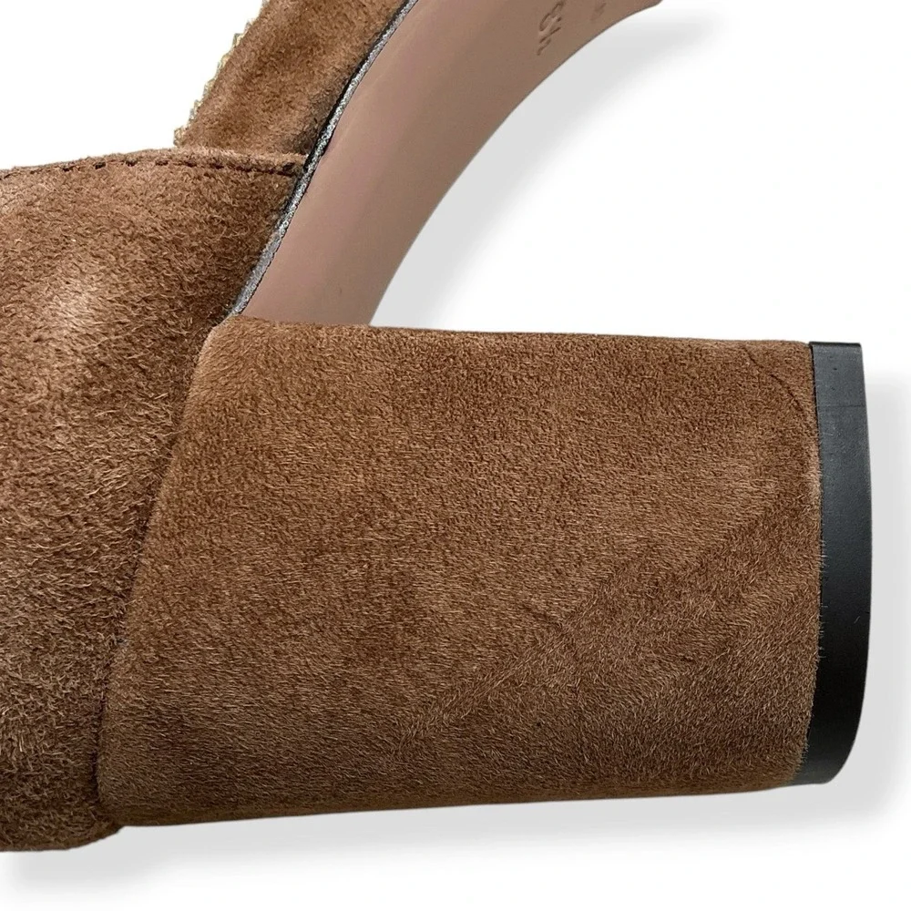 J Crew Heels Women 8.5 Brown Tan Suede Leather Round Toe Pumps Buckle Maisie